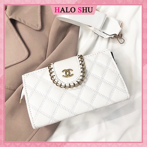 Túi đeo chéo, túi xách nữ dây phối xích nắp cúc HALO SHU mã DC005