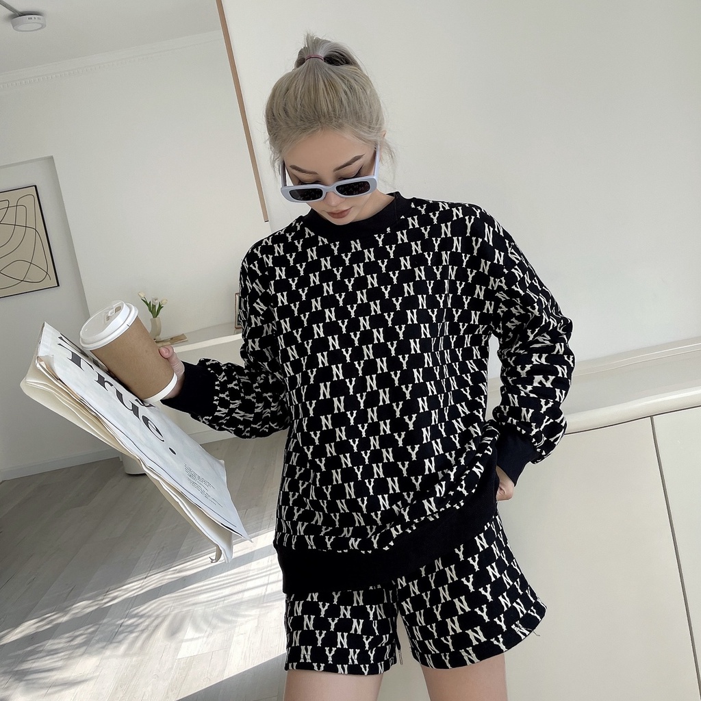 Bộ quần áo nỉ in oversize TOPTIFY sweater và short Party Time S13