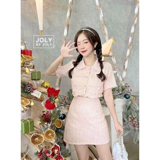 Set áo croptop dạ nút + chân váy