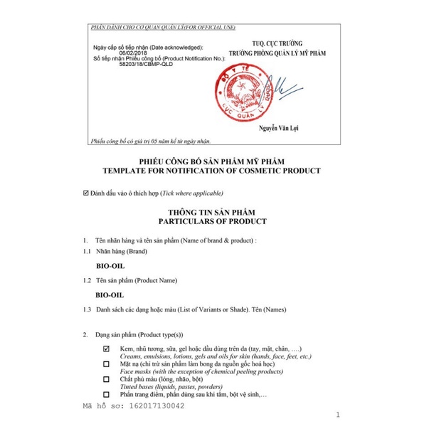 Bio-Oil Giảm rạn da và làm mờ sẹo