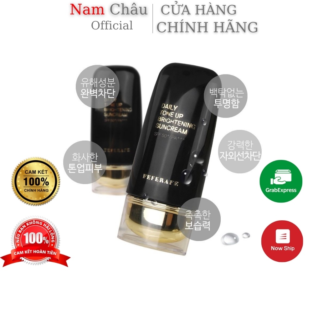 [Quà tặng 1C Khẩu Trang] Kem chống nắng Hàn Quốc FEFERAFE trắng da sáng mịn nâng Tone, kiềm dầu 60ml NPP Nam Châu