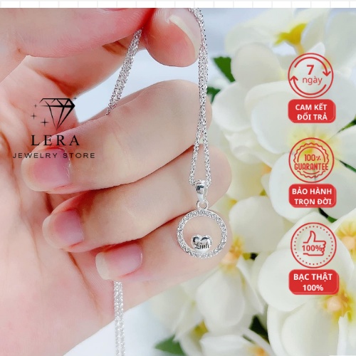 Dây chuyền nữ bạc ta 925 hình tim khắc tên theo yêu cầu, vòng cổ nữ Lera khắc chữ laze lấy ngay làm quà tặng ý nghĩa