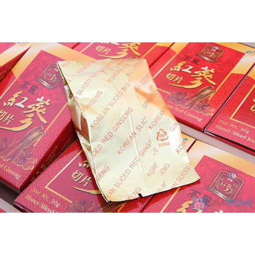 Hồng sâm lát tẩm mật ong, hồng sâm thái lát sambok, hộp nhỏ 20gr