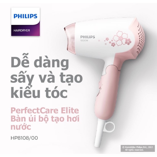 Máy sấy tóc Philips HP8108 1000W, bảo hành 2 năm | Hàng chính hãng