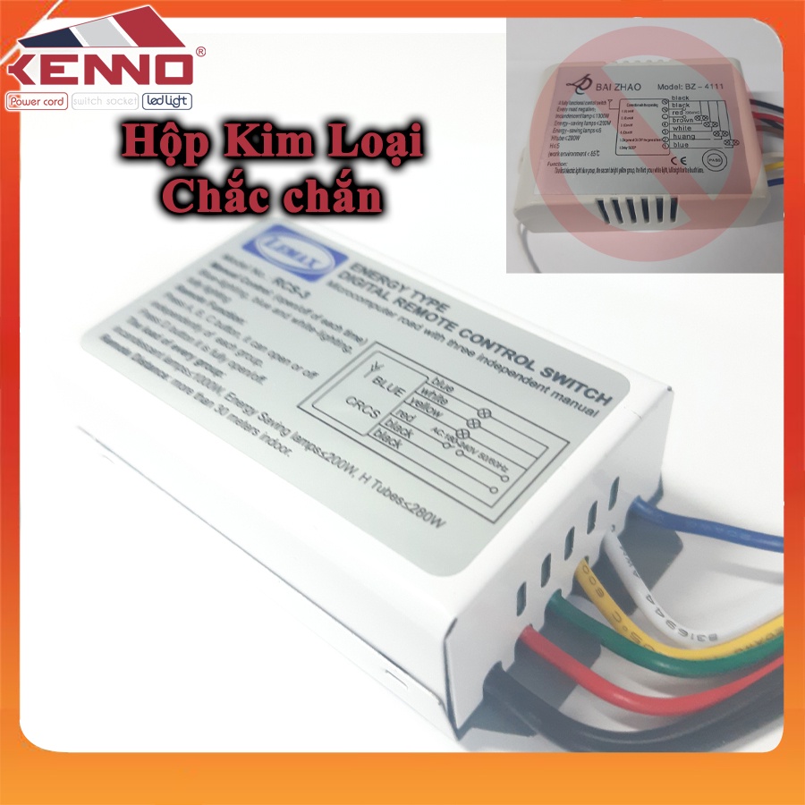 Công tắc điều khiển từ xa 3 kênh kèm khiển, giá, pin loại đẹp