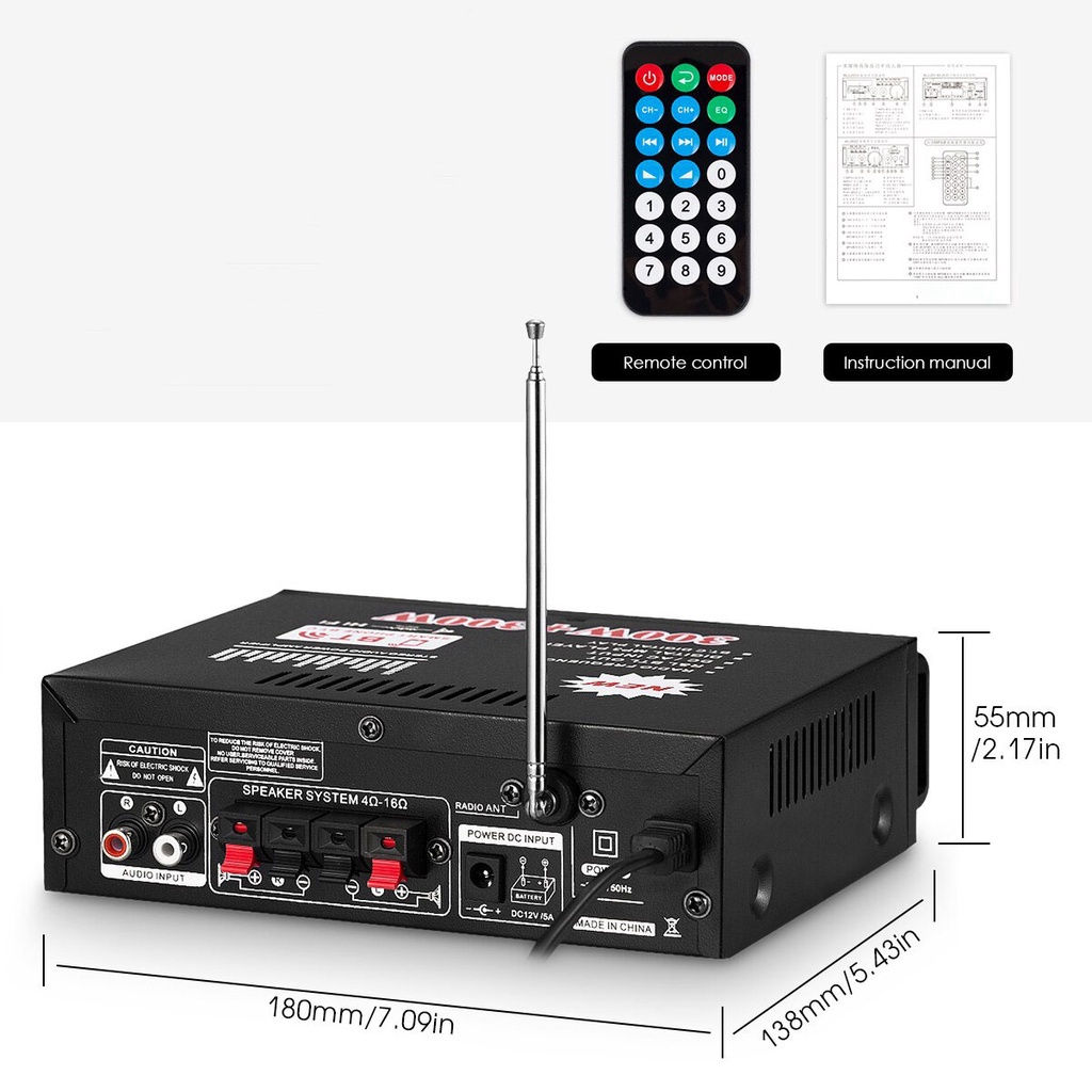 Amply mini bluetooth 12v/220v BT-198BB hàng chuẩn ,chuyên cân loa nghe nhạc, đánh chim đêm, bán hàng rong
