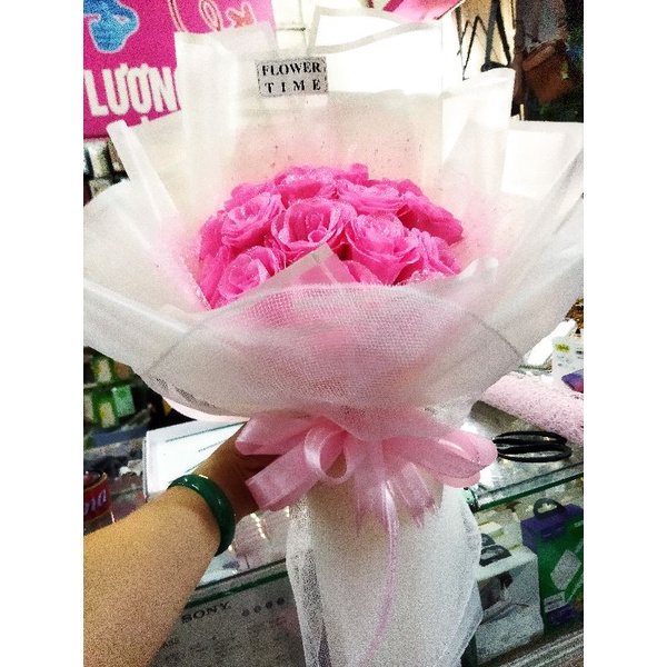 Bó hoa nhũ kim tuyến 9b