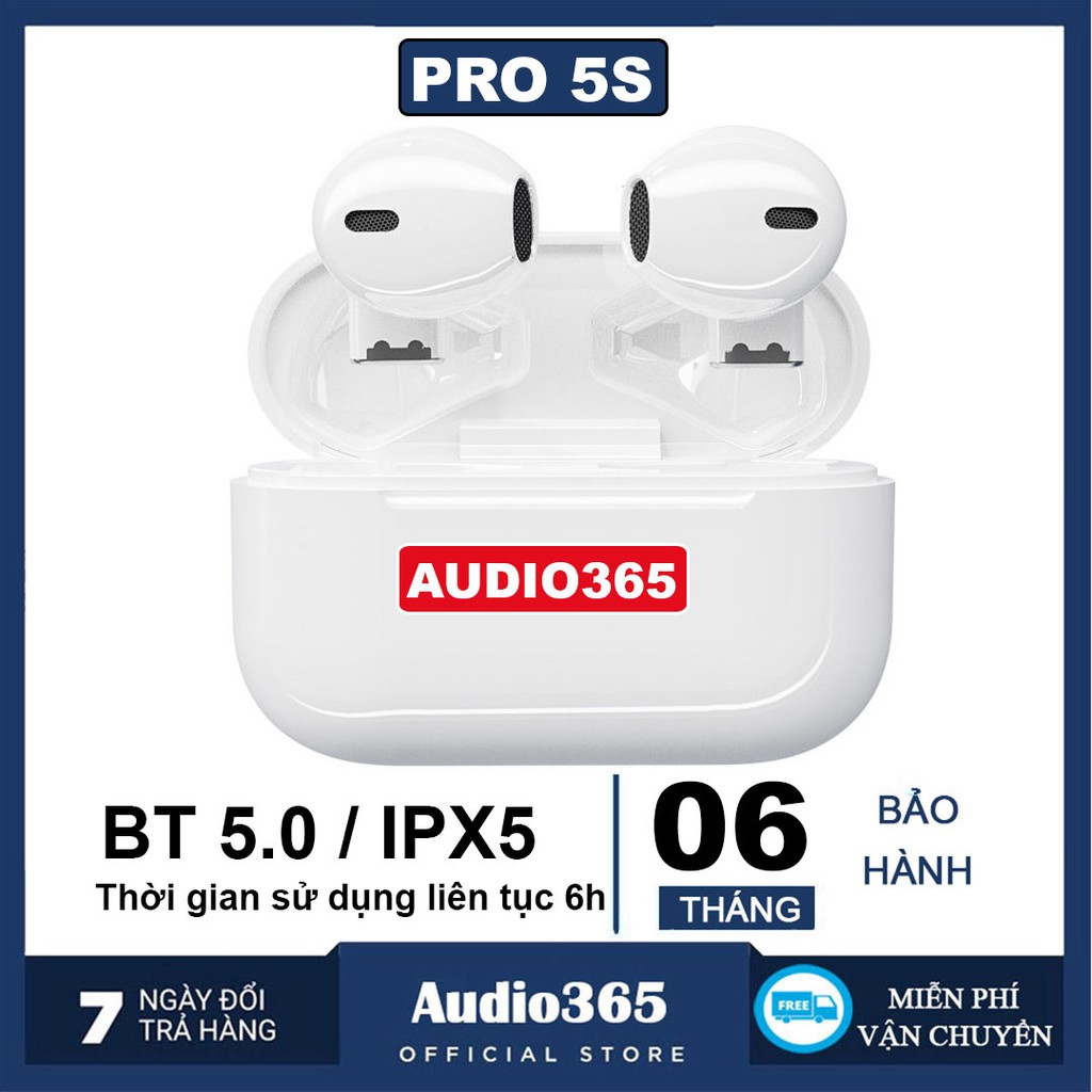 Tai nghe bluetooth không dây Audio365 Pro 5S TWS âm thanh HiFi, Siêu nhỏ, Siêu nhẹ, Có Micro đàm tho
