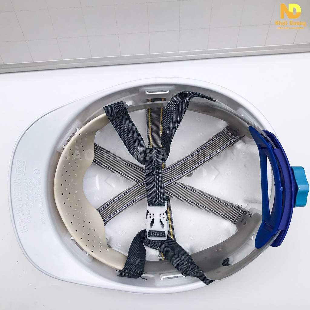 Mũ bảo hộ lao động khóa vặn lót xốp màu trắng cam xanh đỏ vàng HPS1, Nón bảo hộ lao động Nhật Dương kiểu sseda