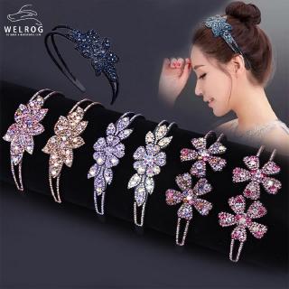 Bờm tóc chống trượt đính đá + hoa 8 màu 3 kiểu xinh xắn cho nữ