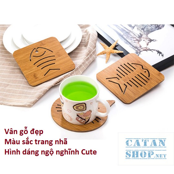  🔥🔥Miếng lót nồi Gỗ, lót cốc chén cách nhiệt chống nóng bằng gỗ Nhiều mẫu siêu Cute (giao ngẫu nhiên)