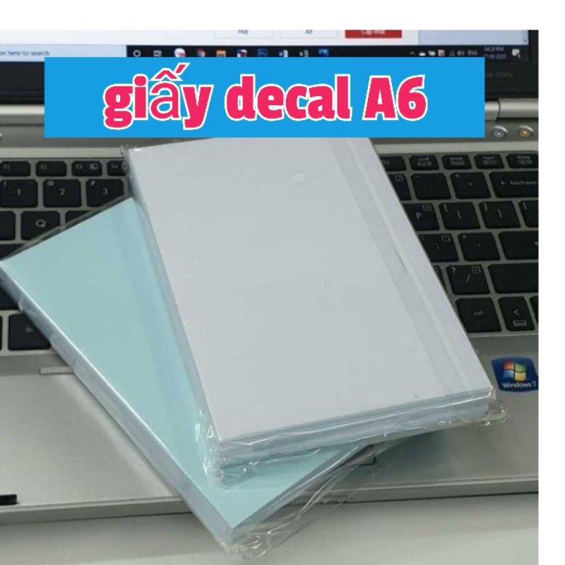 giấy decal đế xanh A6 - A5 - A4 (100 tờ/tập)- đề can bóc dính in tem , đơn hàng , phiếu giao hàng