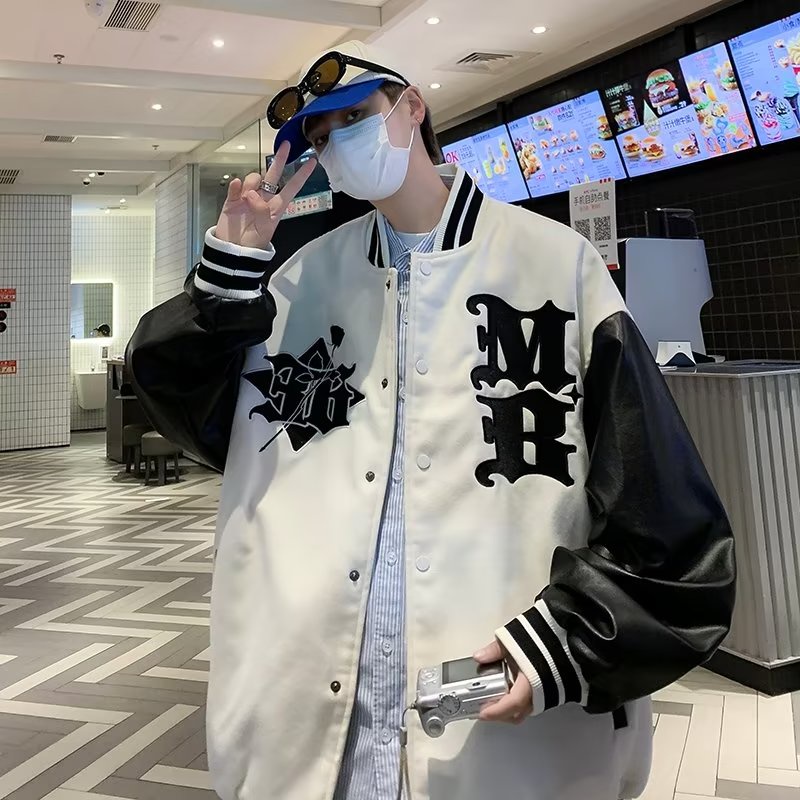 Áo Khoác Bóng Chày Thiết Kế Đơn Giản áo khoác bomber Thời Trang áo khoác bomber nỉ nam Phong Cách Hàn Quốc áo dài tay varsity jacket