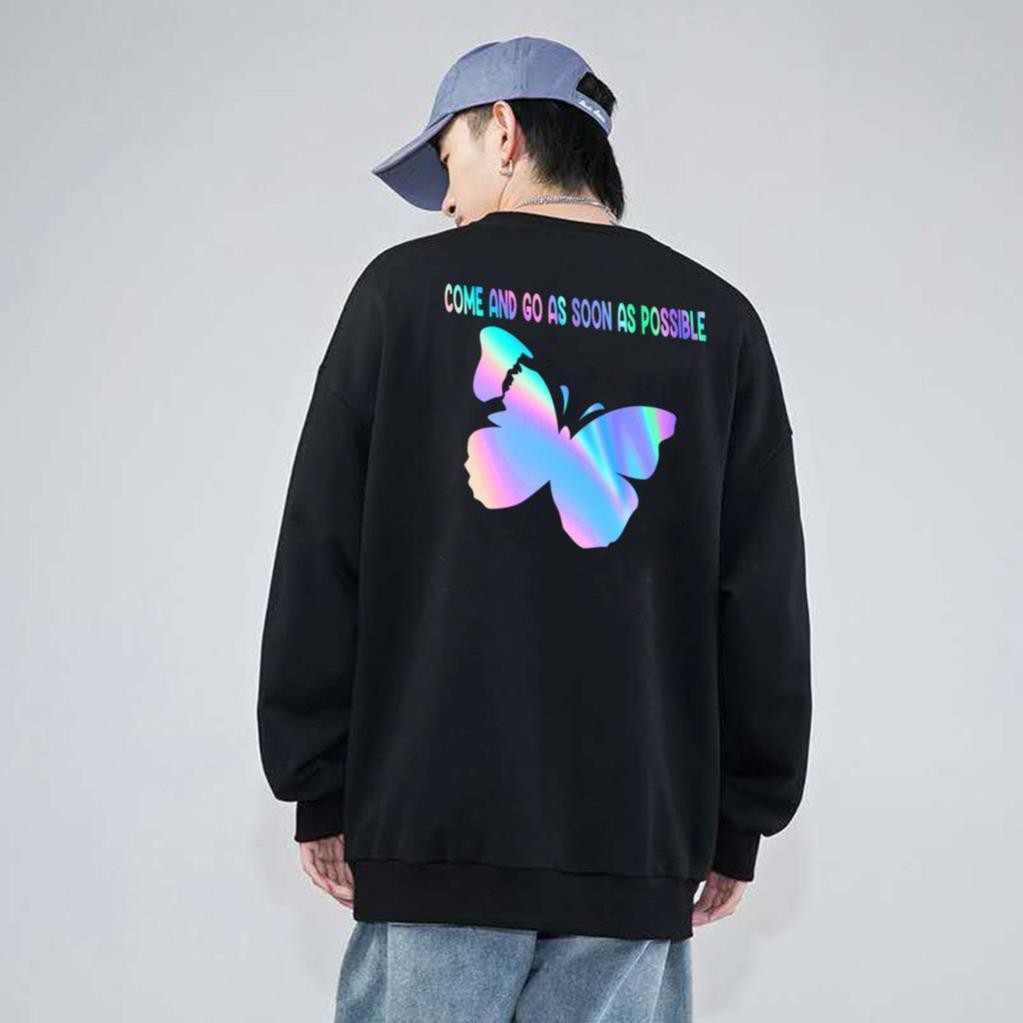 Áo Sweater Con Bướm Phản Quang, Aó Nỉ Dài Tay Nam Nữ Cá Tính - AS08 | BigBuy360 - bigbuy360.vn