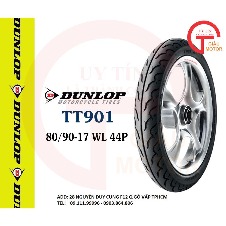 [ VỎ LỐP XE MÁY] VỎ LỐP  DUNLOP TT901 SIZE 80.90-17  TL 44P