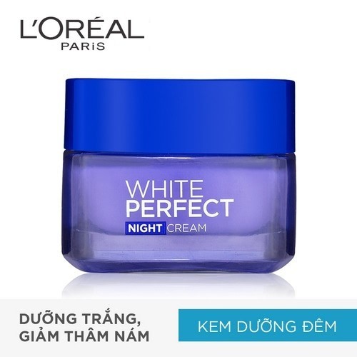 Kem dưỡng da trắng mượt đều màu ban đêm L'Oreal Paris White Perfect 50ml