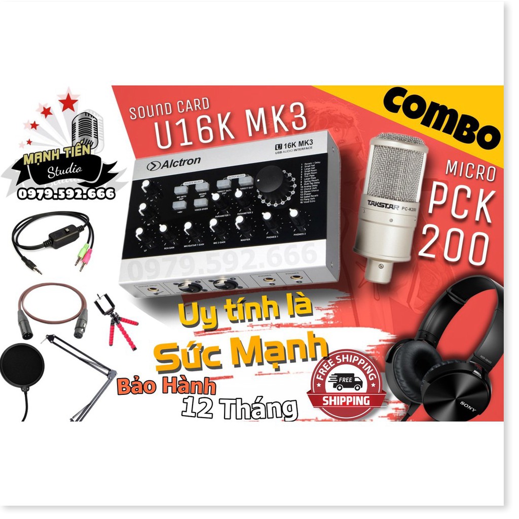 [Chuẩn phòng thu] COMBO Sound Card Alctron U16K MK 3 + Micro Takstar PC K200 ( Chuyên Nghiệp )