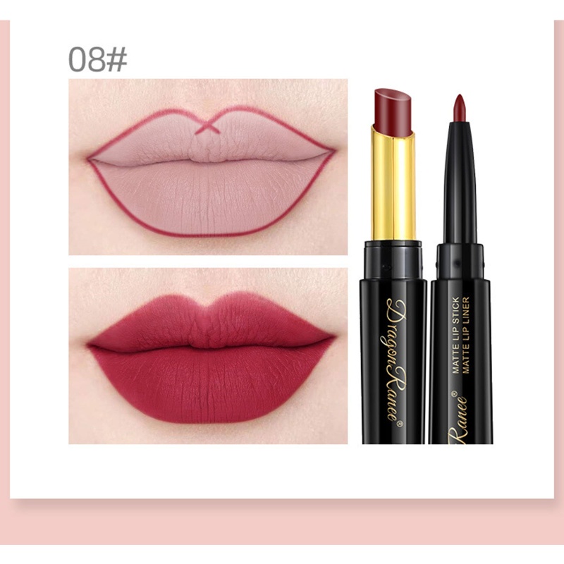 Set Son Lì + Chì Kẻ Viền Môi Mềm Mượt Chống Thấm Nước Lâu Trôi Thương Hiệu brroa