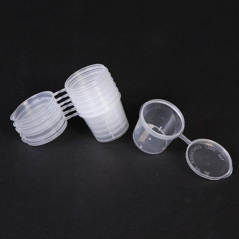 Set 50 Hộp Nhựa Trong Suốt Đựng Nước Sốt / Thực Phẩm Có Nắp Đậy Tiện Dụng