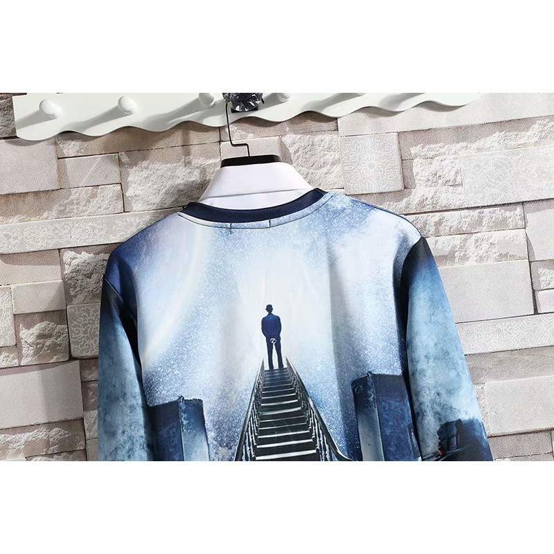 Áo sweater giả cổ sơ mi in họa tiết bầu trời 3D thời trang cho nam | BigBuy360 - bigbuy360.vn
