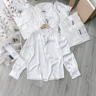 Áo sơ mi TAY BỒNG, CỔ ĐỨC chất lụa ngọc