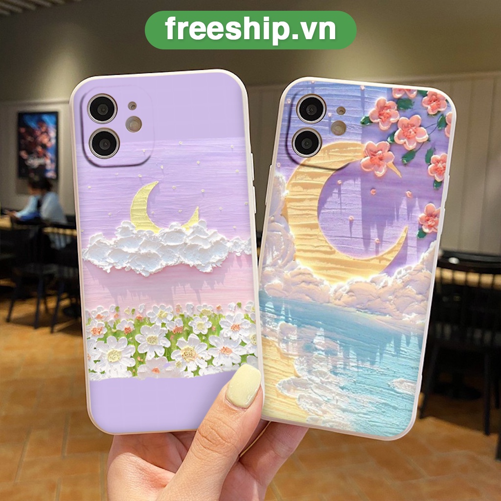 Ốp lưng 12Promax mây trăng hoa siêu dễ thương viền vuông bảo vệ camera Ốp iphone6/6s/7/8se2020/plus/x/xr/xsmax/11/13/Pro