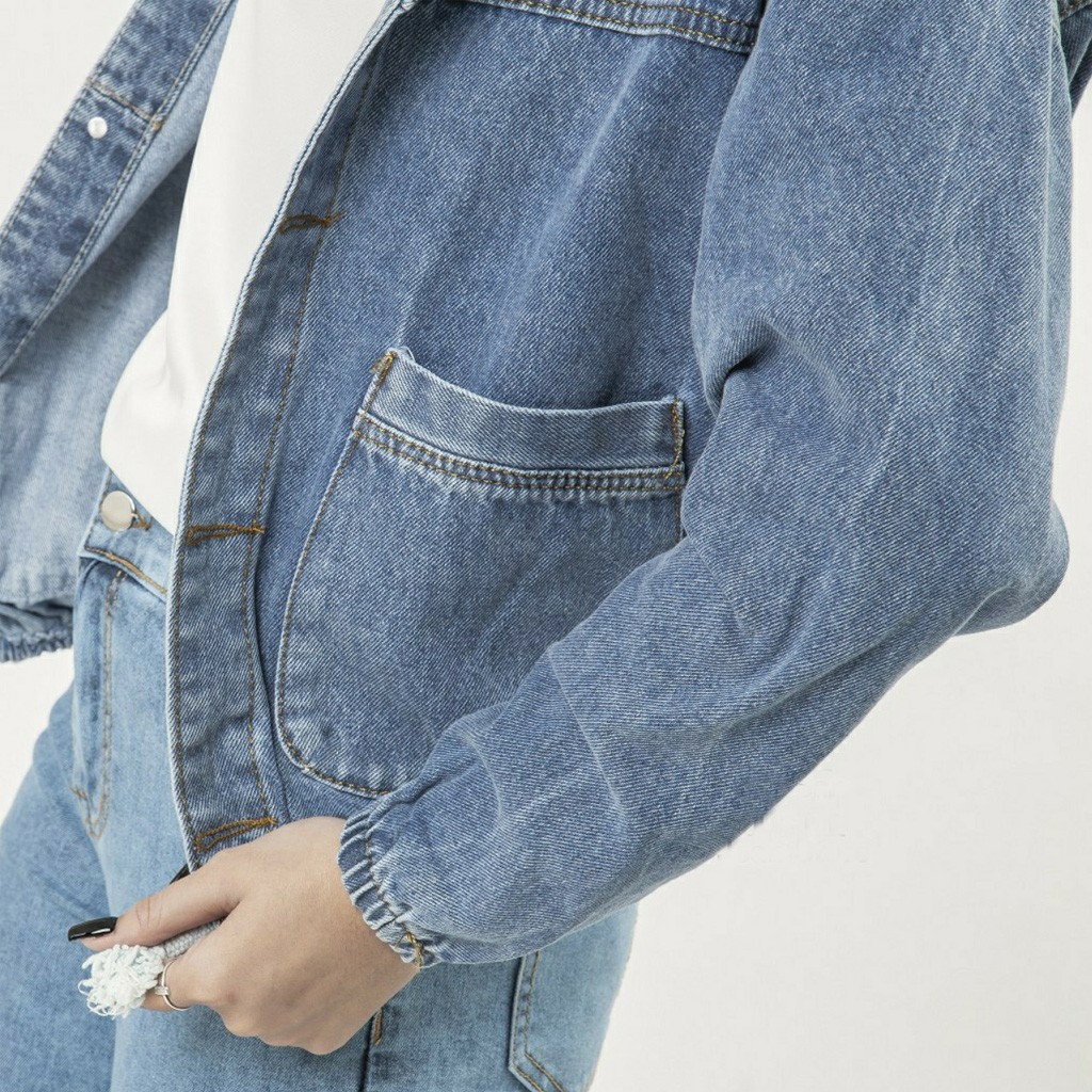 Áo khoác jeans nữ có túi lớn và mũ jean tuyệt đẹp size 40-62kg