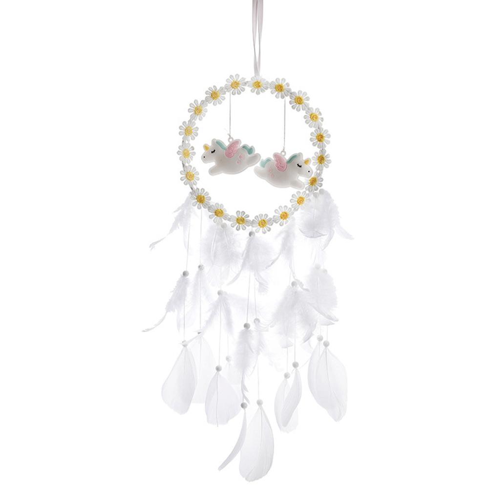 Daisy Unicorn Handmade Dream Catcher Quà tặng với đèn LED Dreamcatcher Mặt dây chuyền rỗng Chuông gió Treo tường