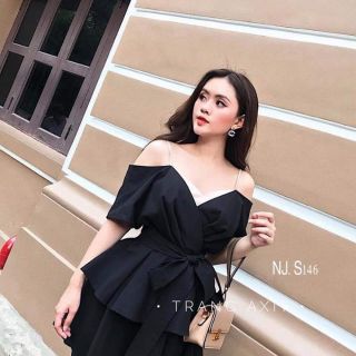 #set áo trễ vai + chân váy