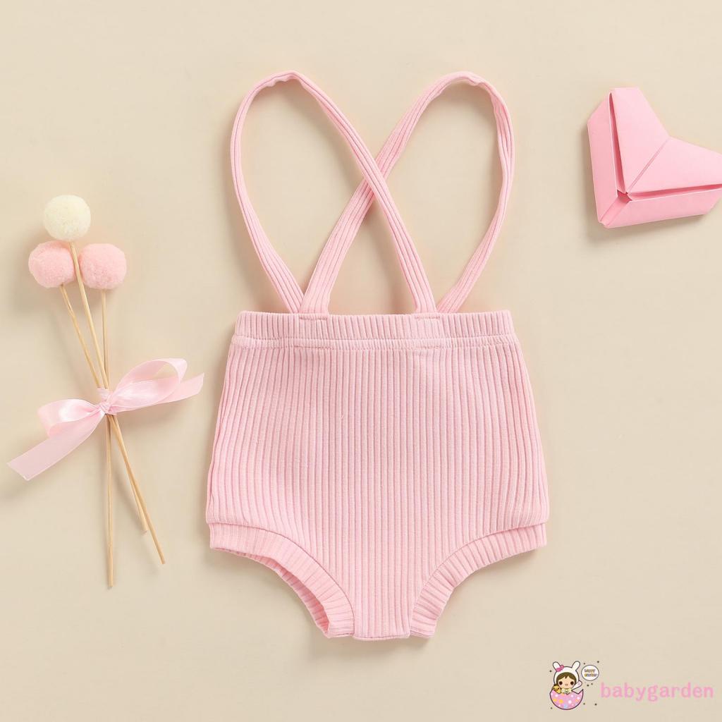 Quần yếm ngắn màu trơn có thể điều chỉnh phong cách mùa hè xinh xắn dành cho bé