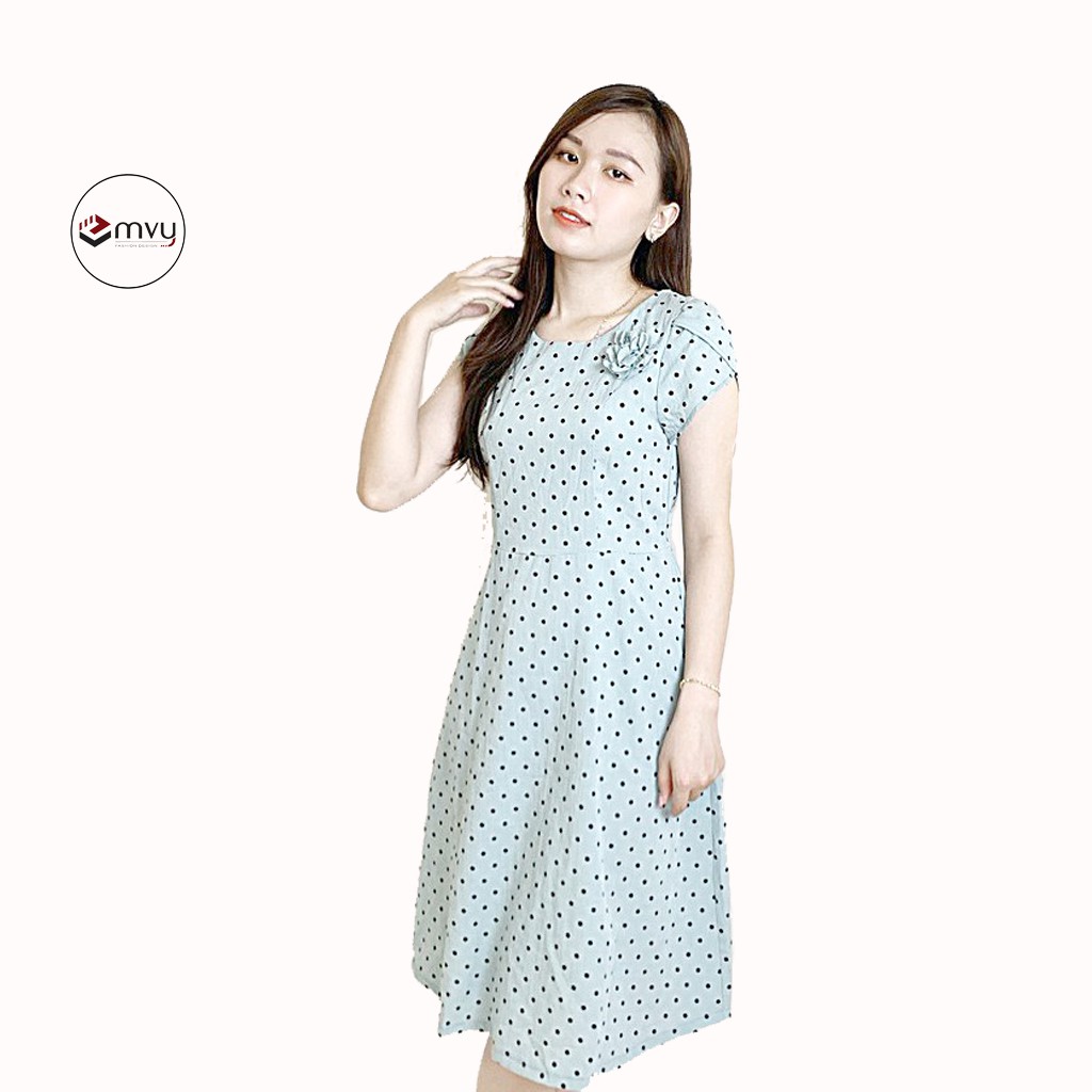 Váy xòe chấm bi đũi xước thiết kế Emvy V43 | BigBuy360 - bigbuy360.vn