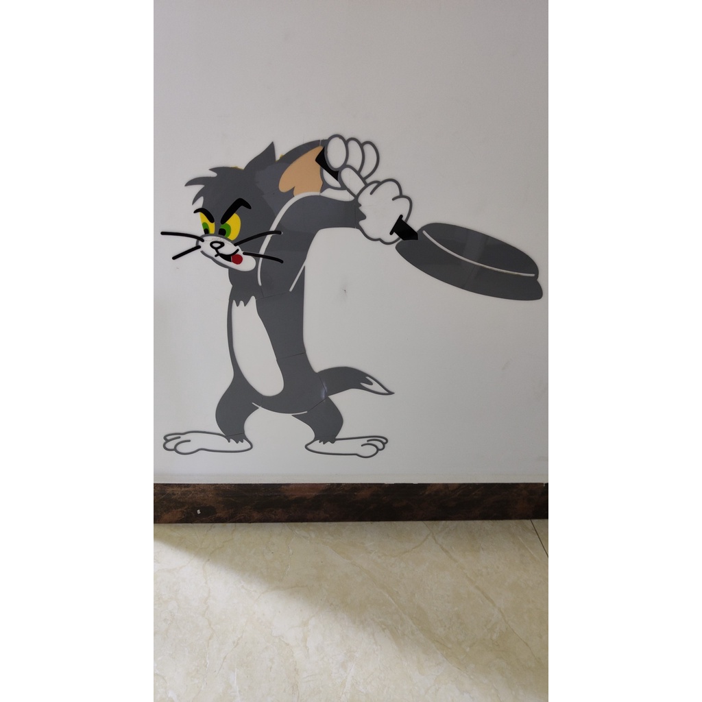 Tranh dán tường mica 3d decor khổ lớn tom và jerry tranh trang trí phòng cho bé trường mầm non Nhiều Size - EPeBen