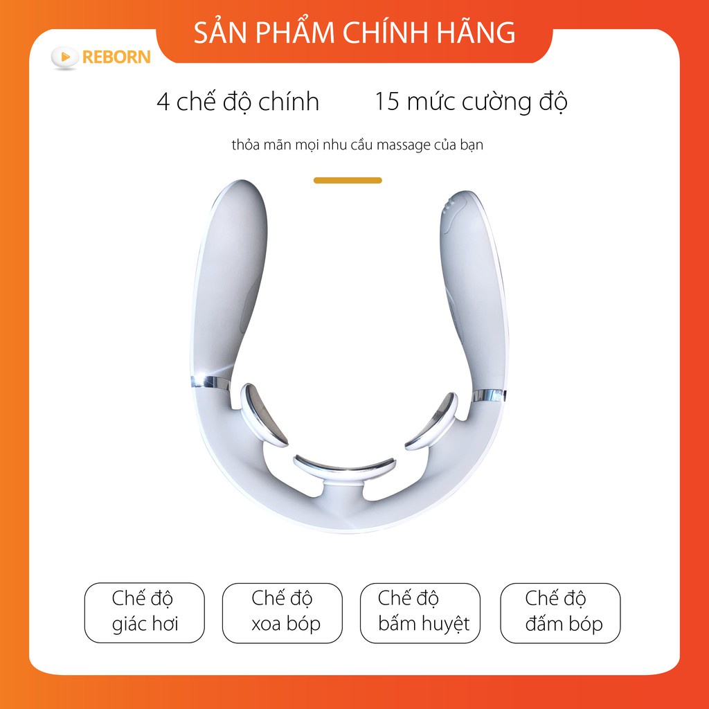 REBORN-Máy Massage 360 độ Cổ/Vai/Gáy Hàn Quốc, sưởi ấm hồng ngoại 4 chế độ, Bảo hành 1 năm, Chính Hãng