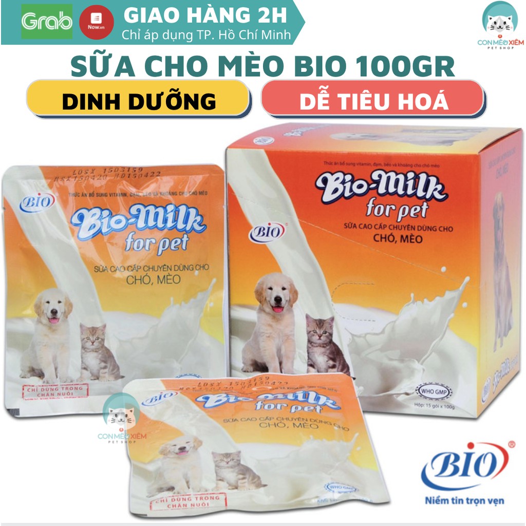 Sữa cho chó mèo Bio milk 100g dễ tiêu hoá, dinh dưỡng cún con, mèo nhỏ Con Mèo Xiêm