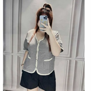 60-90KG Set bộ bigsize kẻ viền cúc ngọc cho nàng chubby