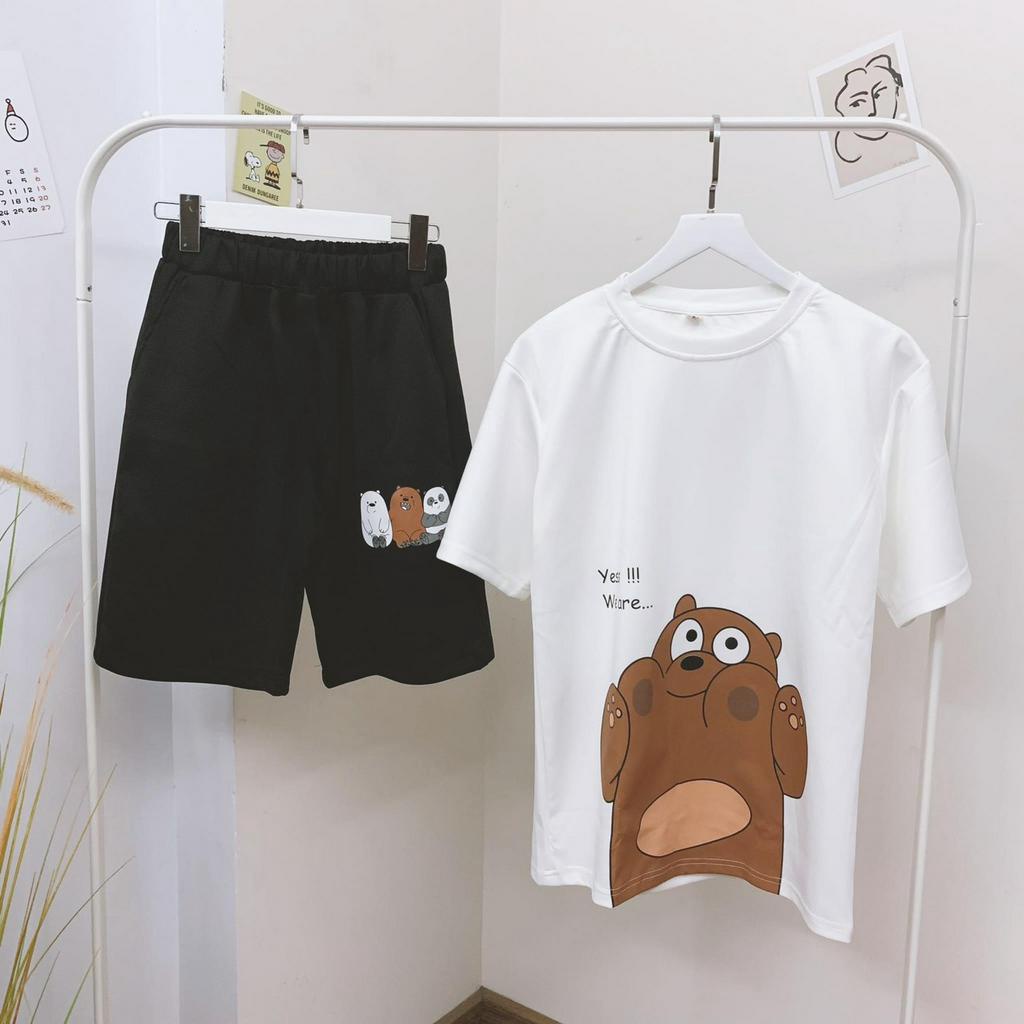 Set đồ bộ hoạt hình ❤️ Bộ mặc nhà Cartoon LOVELY BEAR form rộng Unisex nam nữ Molly Fashion