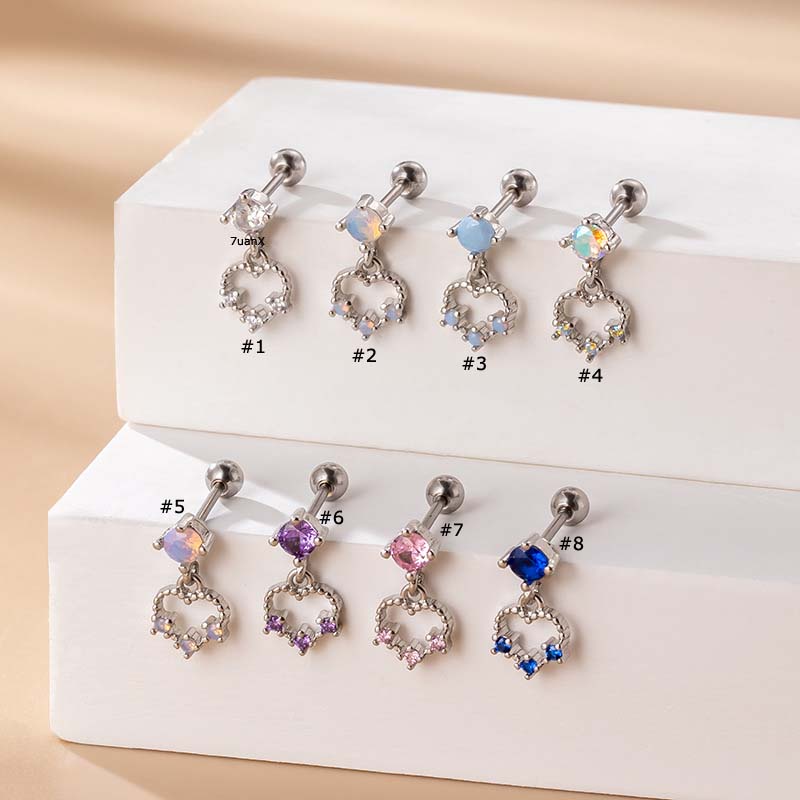 1 Khuyên Tai Helix Thẳng Hình Trái Tim Rỗng Dài 6mm Dành Cho Bạn Nữ