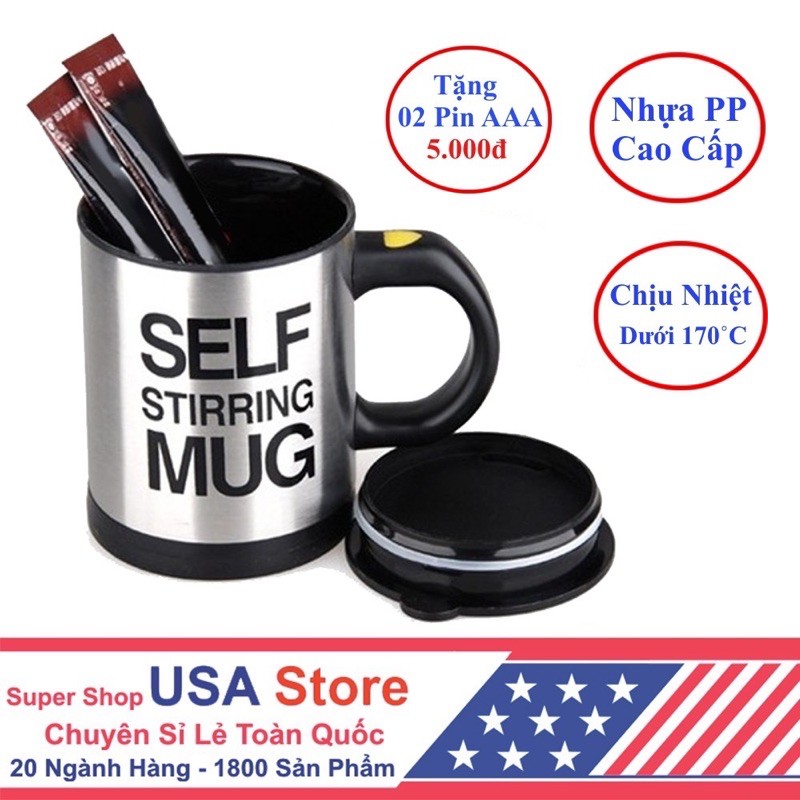 Cốc tự khuấy, ly pha cafe tự động Self Stirring Mug