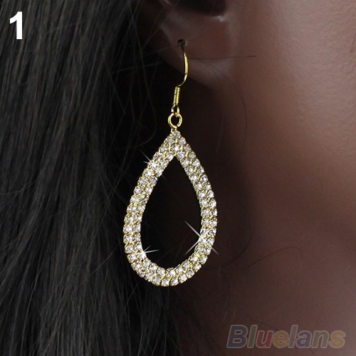 Bông Tai Hình Giọt Nước Đính Đá Thoải Mái Thời Trang Dự Tiệc