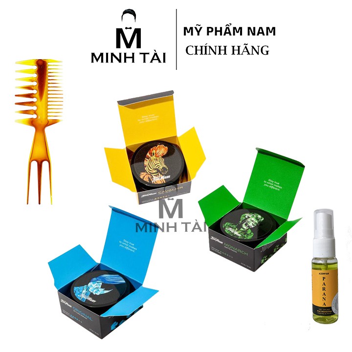 Sáp Vuốt Tóc Nam BLUMAAN - 74ml - Hàng Chính Hãng+ Xịt Dưỡng Tóc AZENMAN Parana 20ml + Lược Chải Tóc Texture