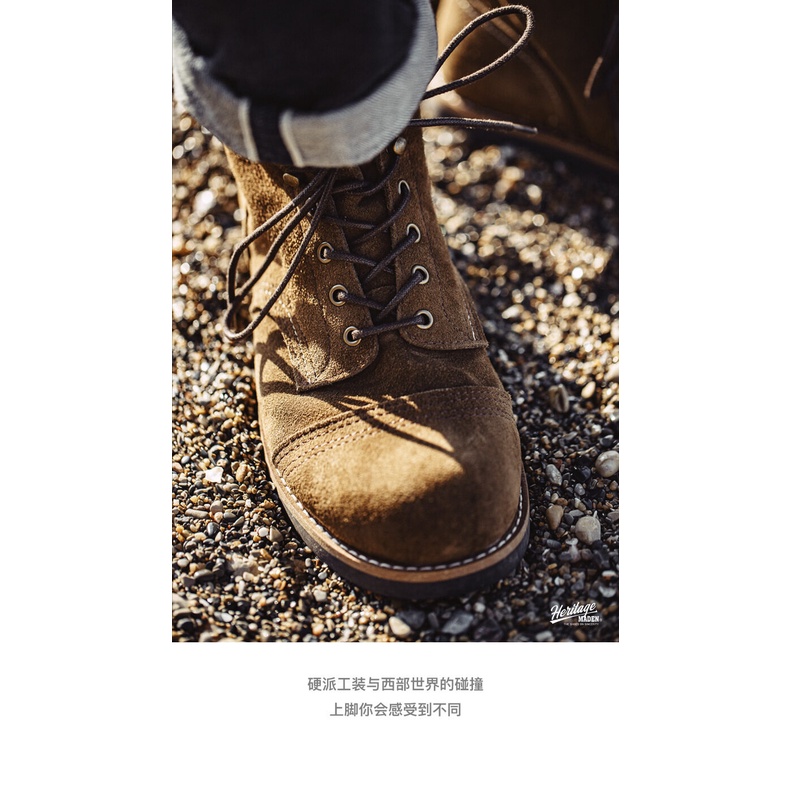 Giày bốt MADEN 8111 Martin da lộn phối thép cứng kiểu retro Mỹ thời trang mùa đông 2022 cho nam