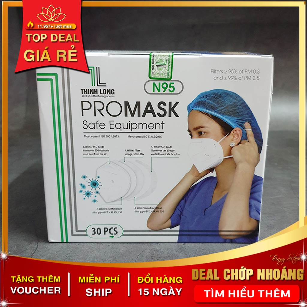 Khẩu Trang Y Tế 5 Lớp N95 PROMASK 5 lớp kháng khuẩn hộp 30 cái, Hàng xuất khẩu dành cho tuyến đầu phòng dịch