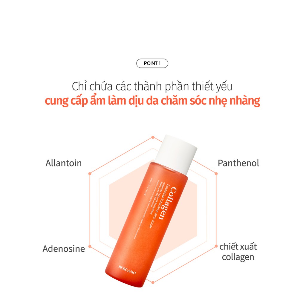 Toner Bergamo Collagen 210ml chăm sóc sâu cho da