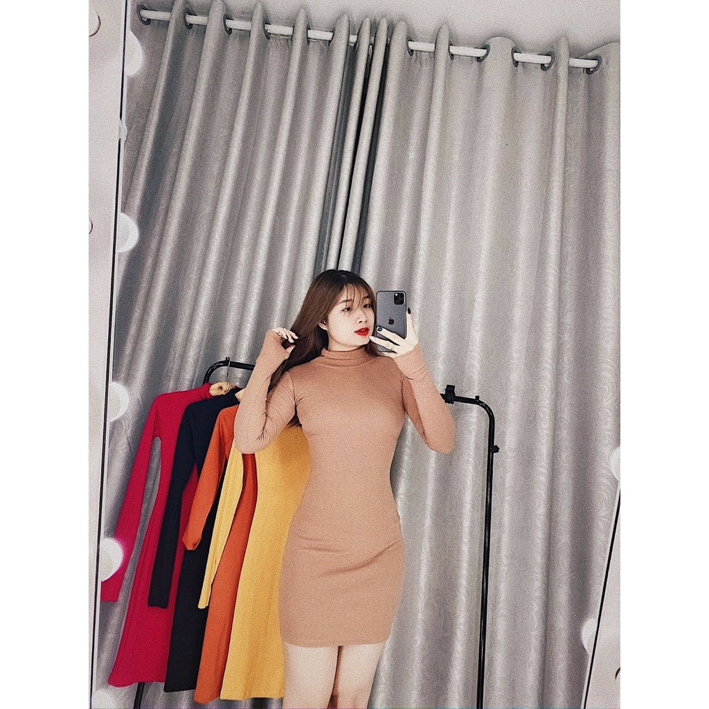 [ Mã FAMAYWA2 giảm 10K đơn 50K] Đầm body cổ lọ tay dài siêu hot cực hot hit chất thun thái dày dặn xinh xắnnn | BigBuy360 - bigbuy360.vn