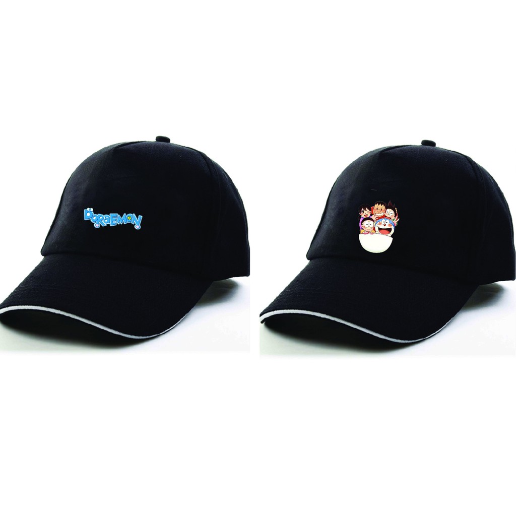 Mũ nón lưỡi trai đen in hình MÈO MÁY DOREMON anime chibi thời trang phong cách