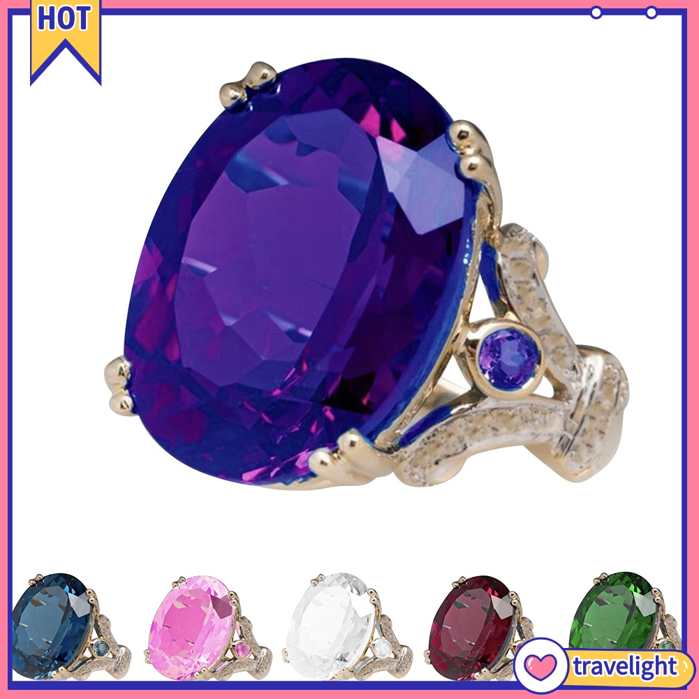 Nhẫn Đính Đá Topaz Cỡ Lớn Thời Trang Cho Nữ K1