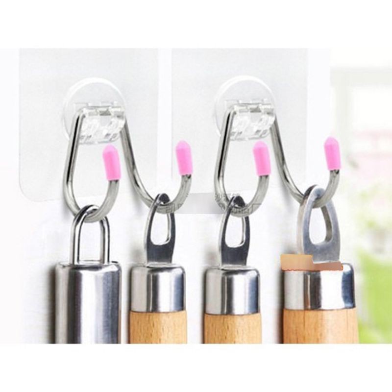 Móc Dán Tường Treo Đồ Đa Năng, Móc 2 Râu Treo Đồ Chị Lực Kèm Miếng Dán Tường Siêu Trắc Tiện Lơi