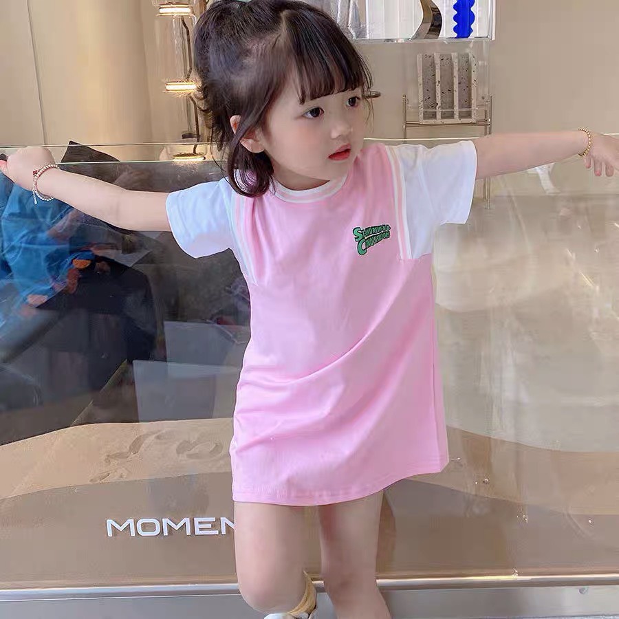 Đầm bé gái Con Xinh cotton tay phối kiểu dễ thương, váy dành cho bé gái từ 4 đến 10 tuổi