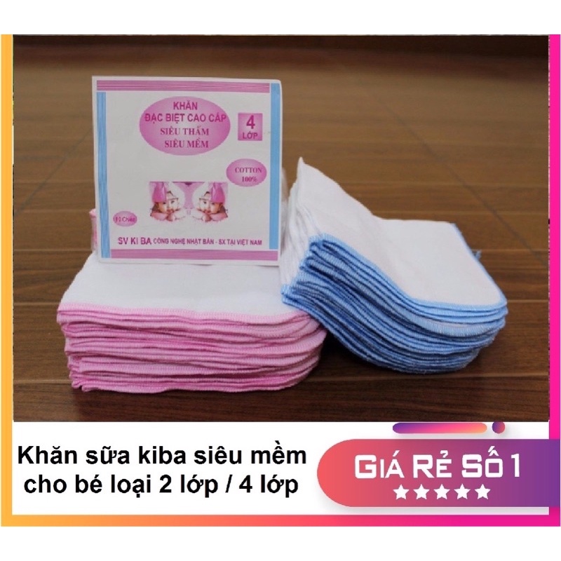 10 khăn xô sữa Kiba siêu thấm, siêu mềm 2 lớp 3 lớp 4 lớp