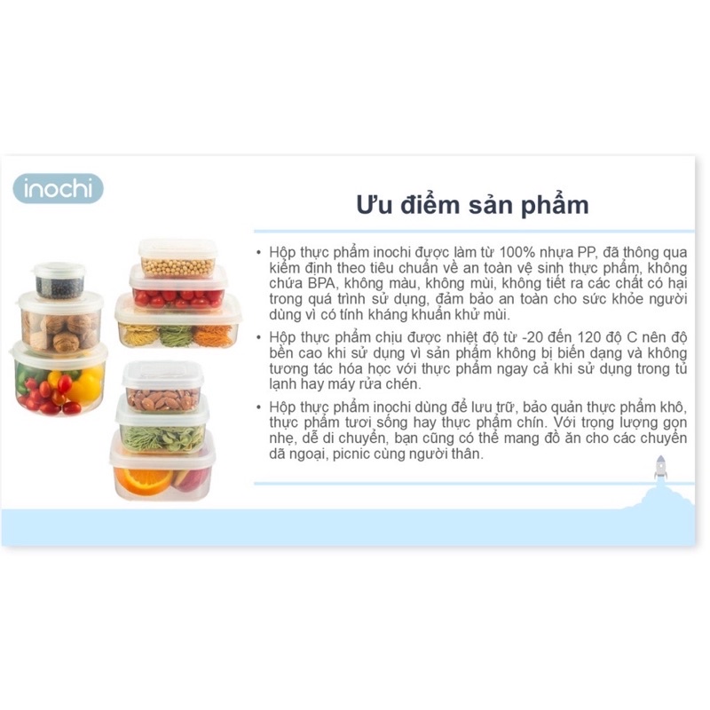 Bộ 4 hộp nhựa thưc phẩm tròn Hokkaido hãng Inochi (500-1000-1500-2500ml)